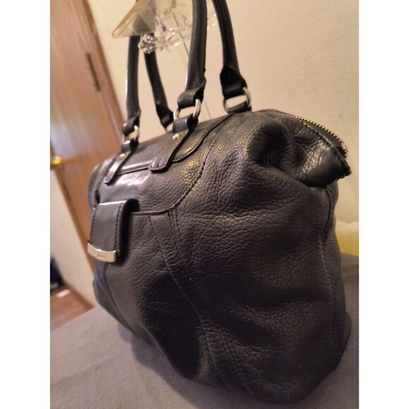 B.MAKOWSKY Large Black Leather Satchel Bag Purse  12 in X 9 in - Picture 3 of 10